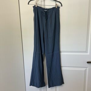 Zara Blue Wide-Leg crepe pants